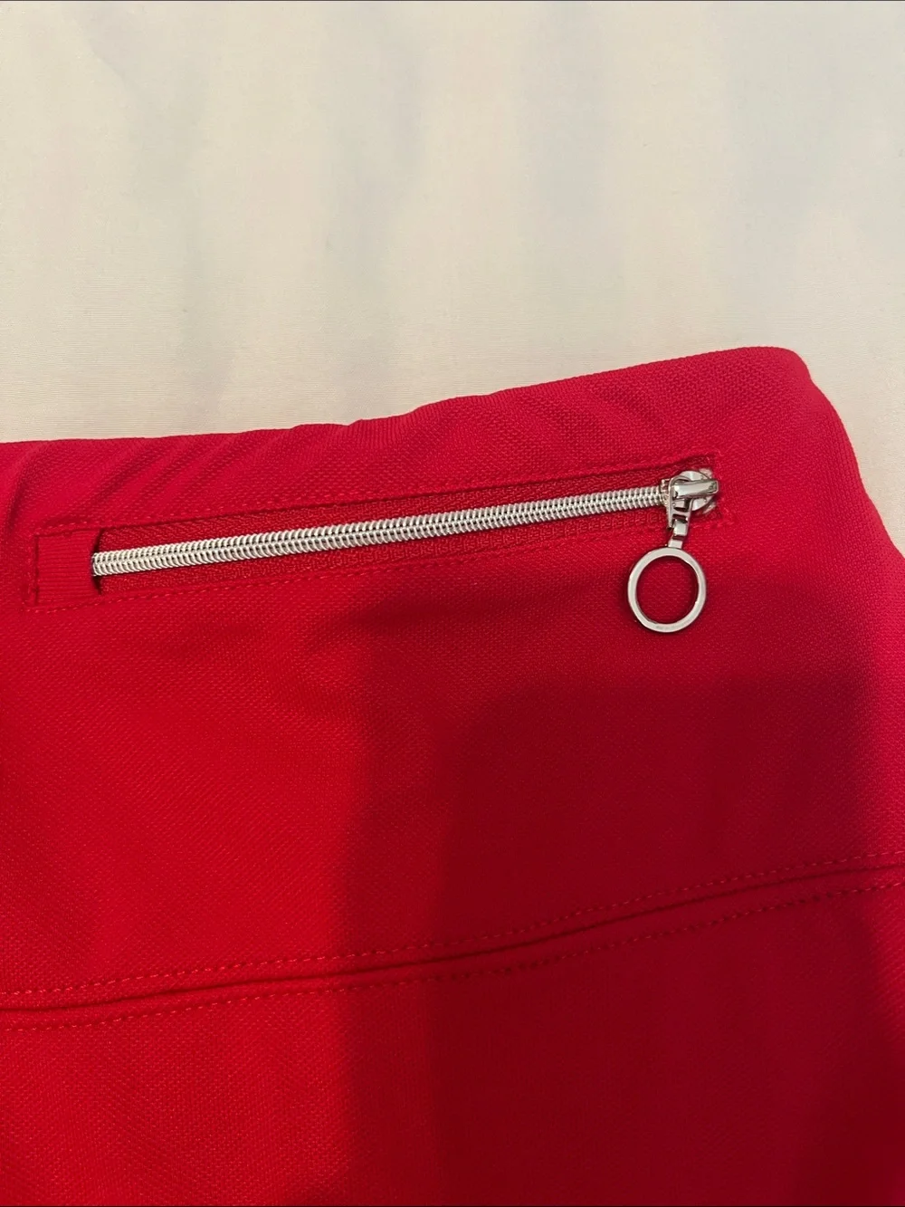 GG Blue SzXL Ruffle Tier Athletic Skort in Bright Red 2 Zipper Pockets Like New